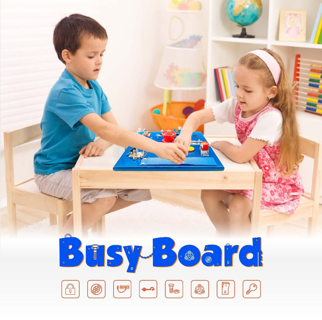 Wooden Montessori Busy Activity Learning Board +6